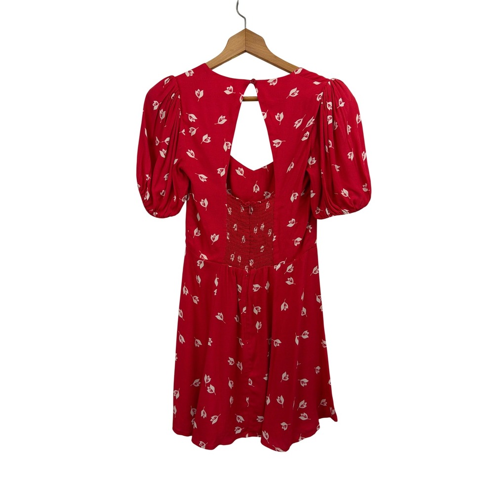 Reformation Red Mini Dress with White Floral Print - Picture 6 of 10